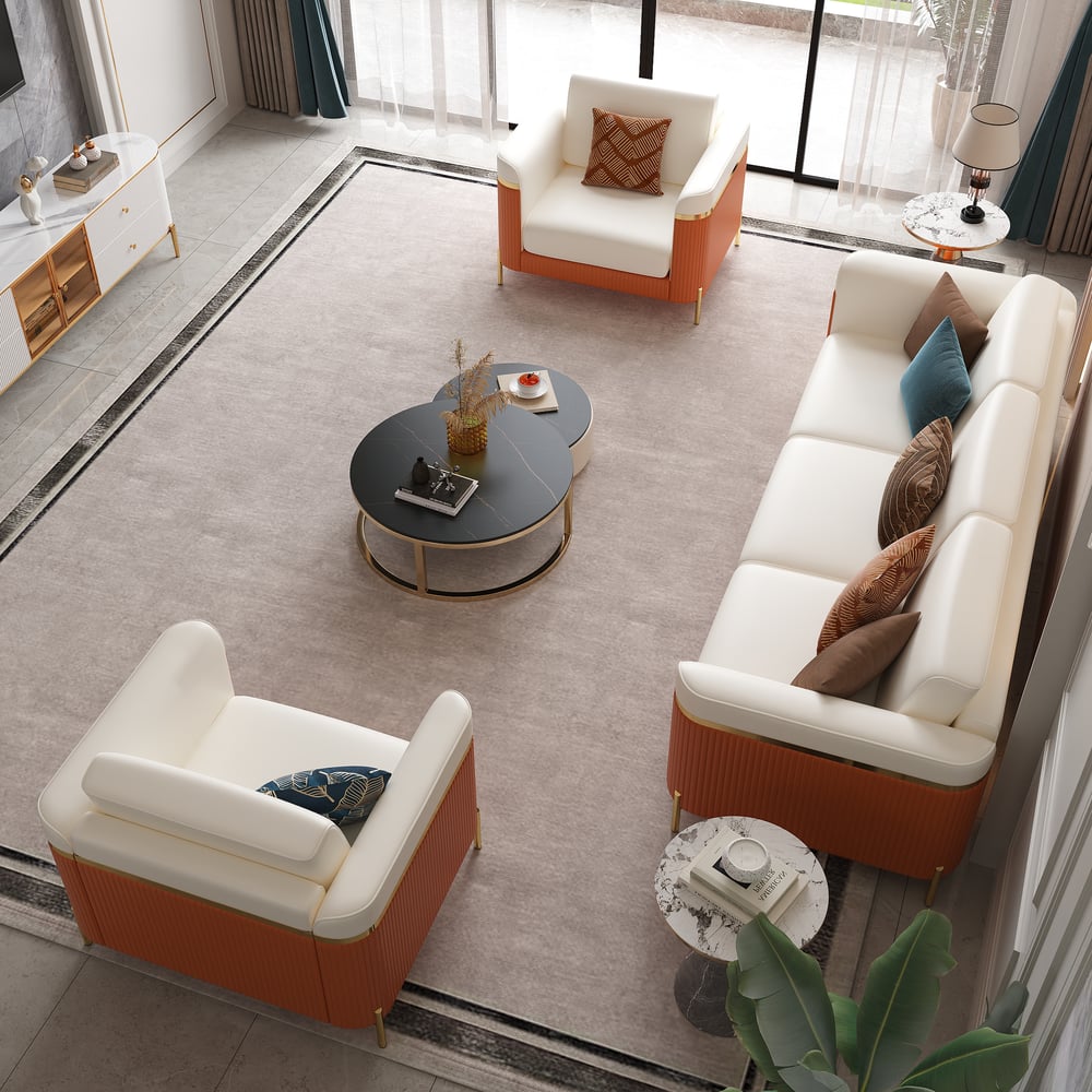 Vertex Modern Leather 3-Piece Living Room Sofa Set window image