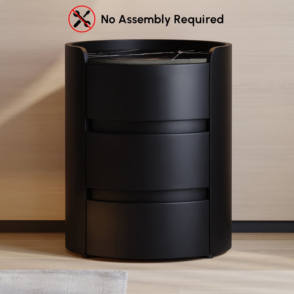 Tables de chevet blanches modernes avec 3 tiroirs en marbre et cuir image de fenêtre