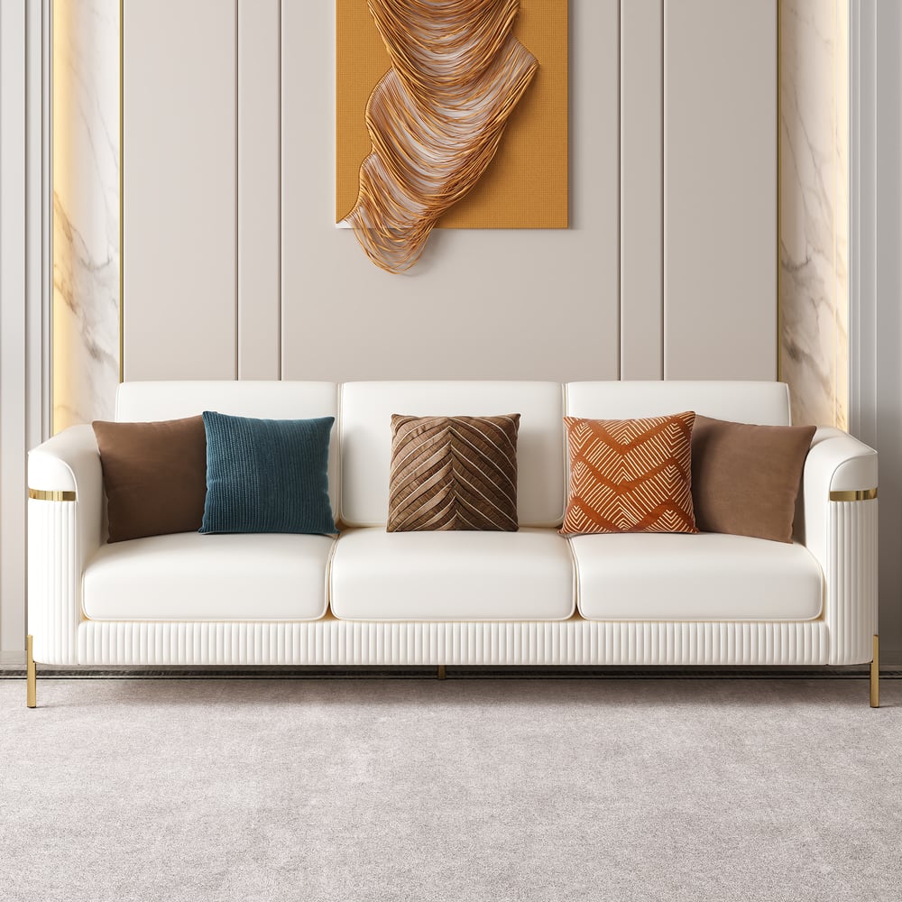 Vertex Modern Leather 3-Piece Living Room Sofa Set window image