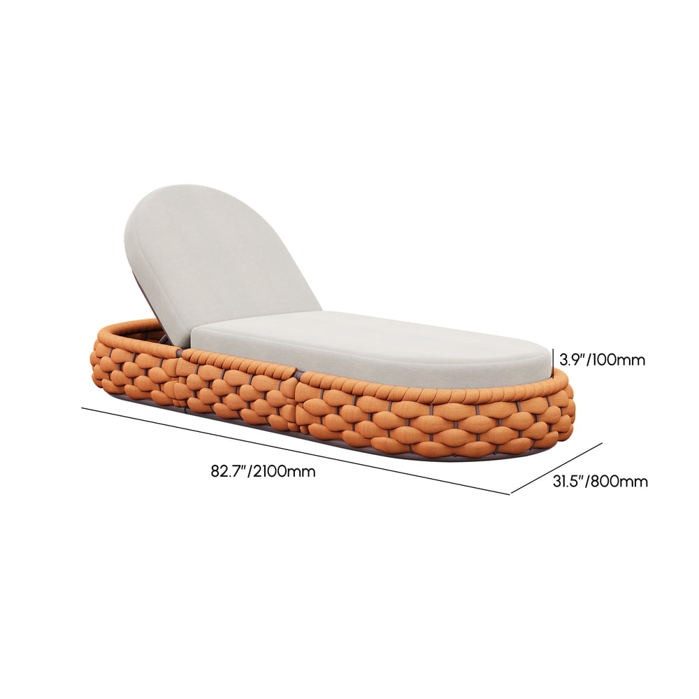 Tatta Woven Rope Outdoor Orange Adjustable Patio Chaise Lounge weights dimensions image
