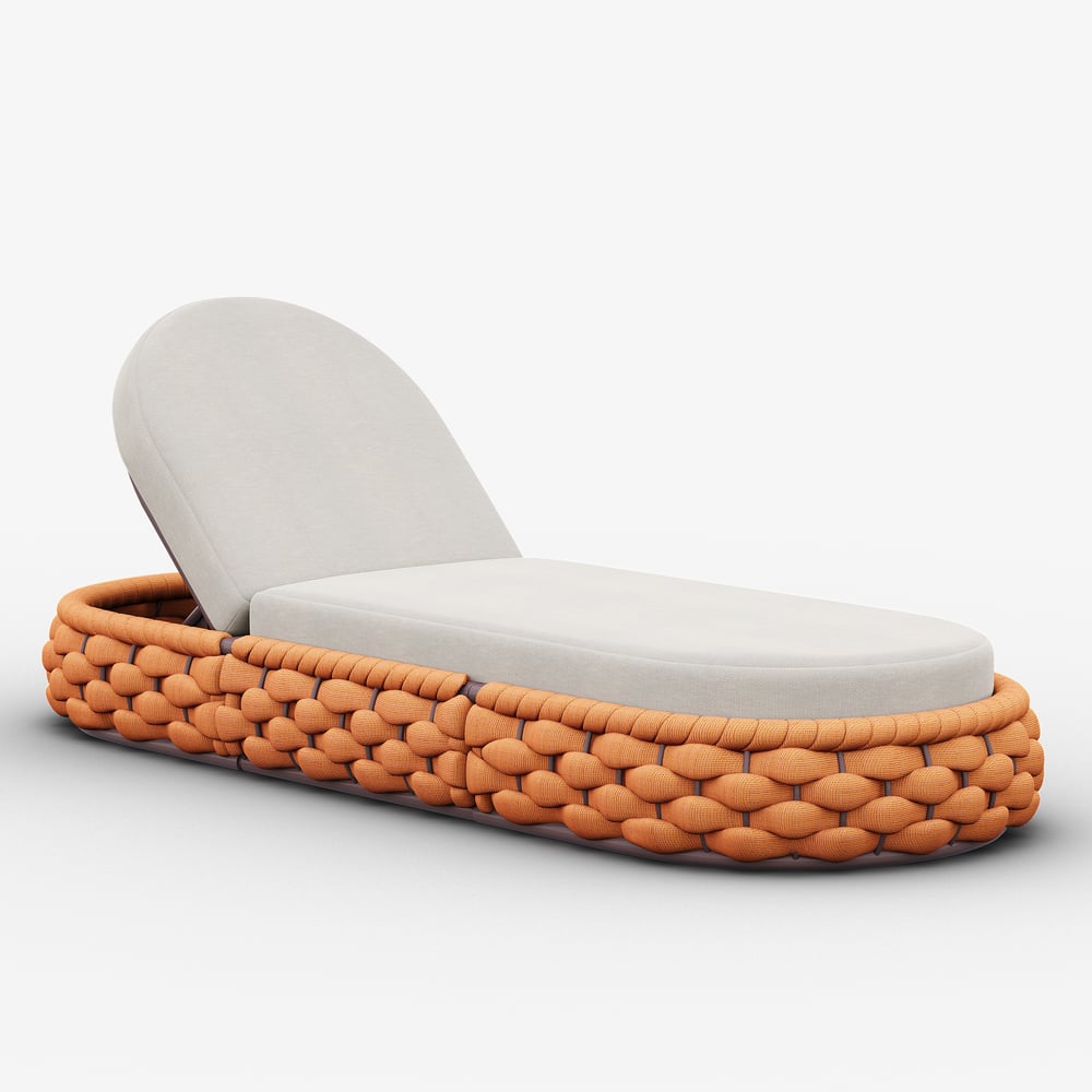 Tatta Woven Rope Outdoor Orange Adjustable Patio Chaise Lounge window image