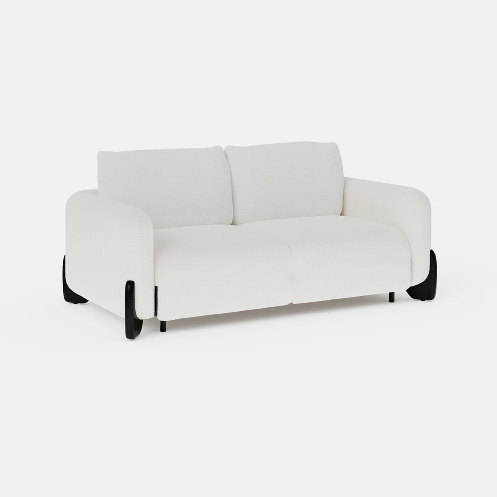 83" Curva Queen 3-Seater Boucle Pop Up Sleeper Sofa with Mattress window image