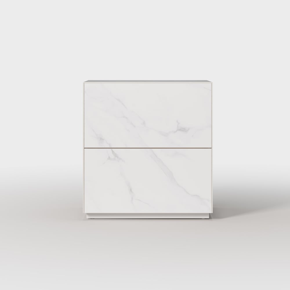 24" Sintered Stone Floor Nightstand with Drawer Set of 2 window image