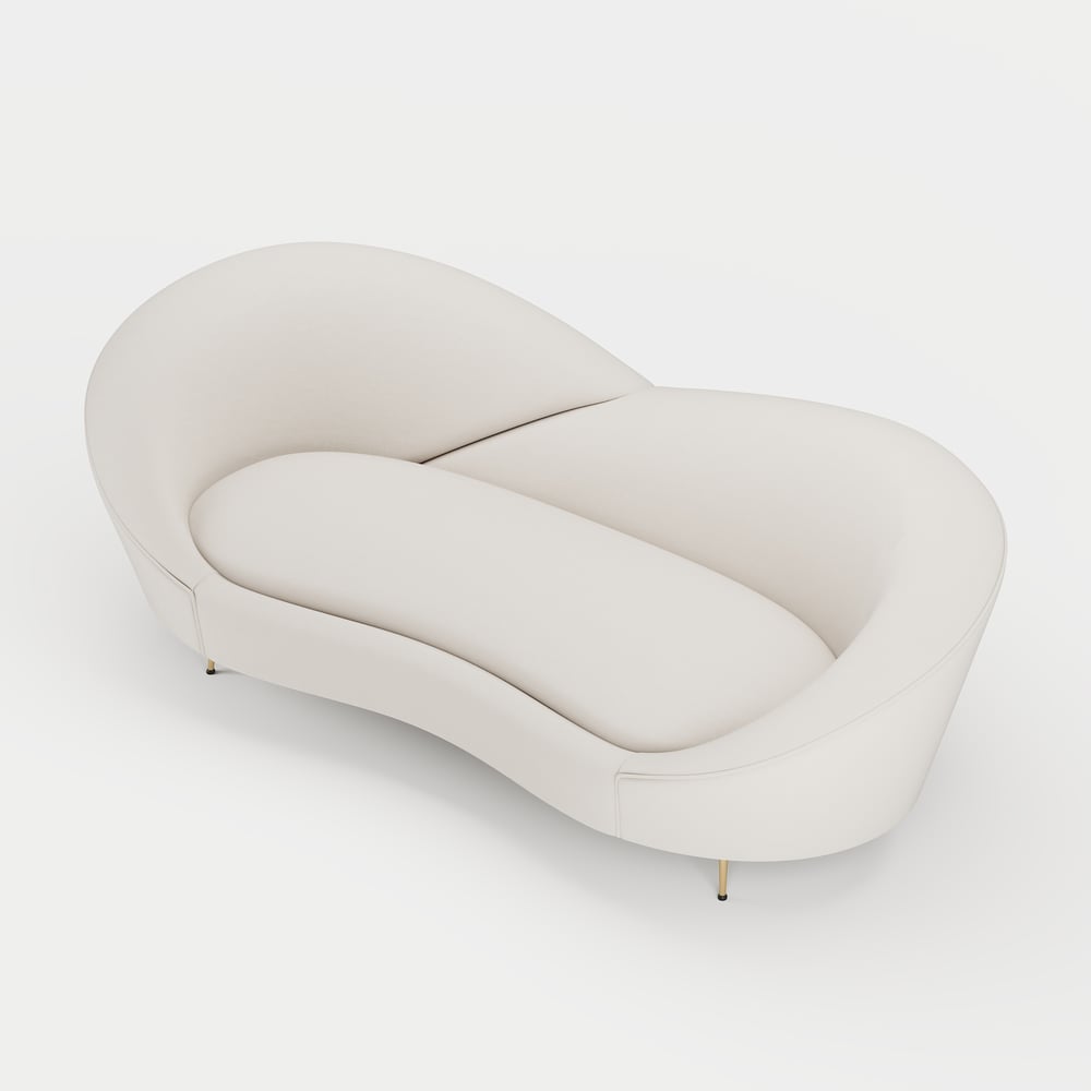 93" Modern White Velvet Upholstered Large 3-Seater Curved Sofa window image