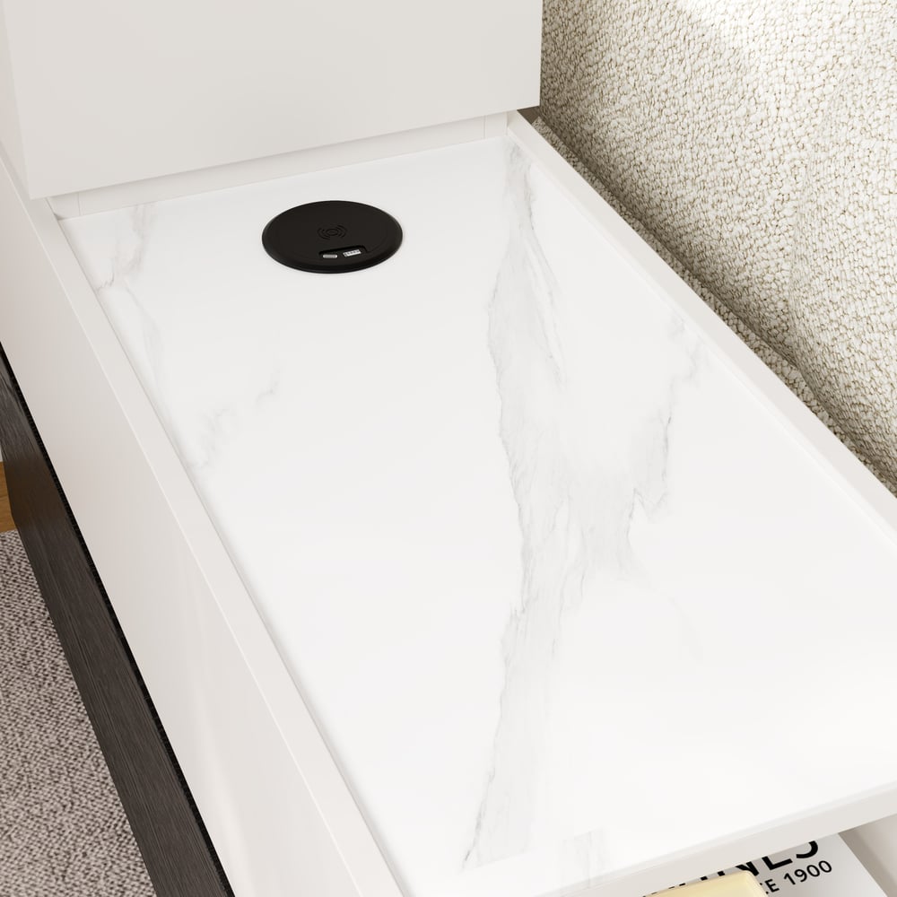 Sintered Stone Top Narrow Smart Side Table with Storage window image