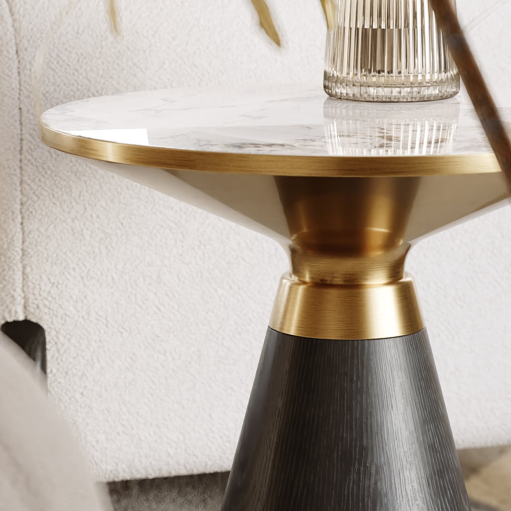 Round Black End Table with Sintered Stone Top window image