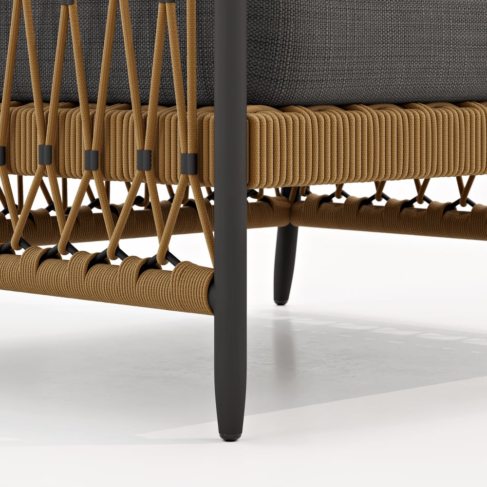 Ropipe Outdoor Armchair with Hand Woven Rope & Dark Gray Polyester Cushion window image