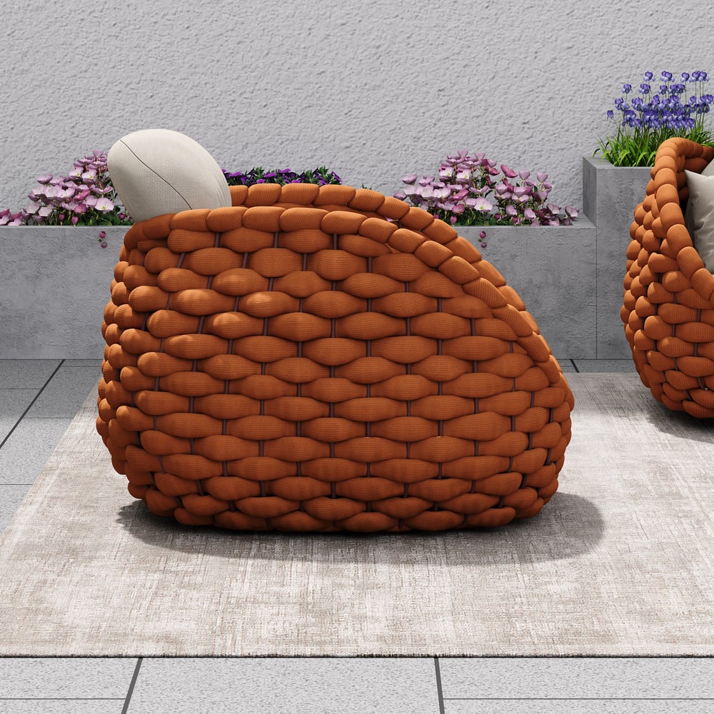 Tatta Outdoor Woven Rope Rotatable Swivel Base Chair window image