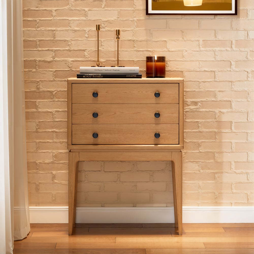 Tanic Mid Century Modern Chest Cabinet with Storage 3 Drawers of Ash Wood window image