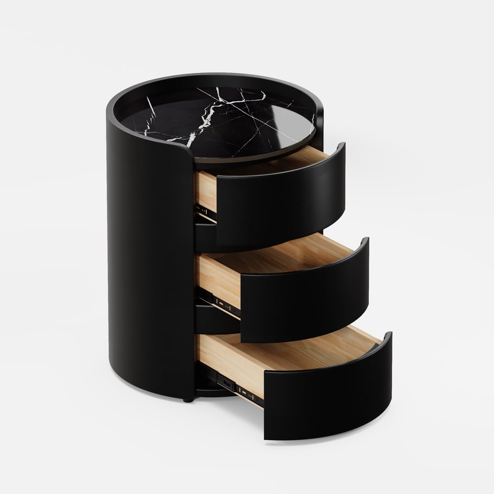 Tables de chevet blanches modernes avec 3 tiroirs en marbre et cuir image de fenêtre