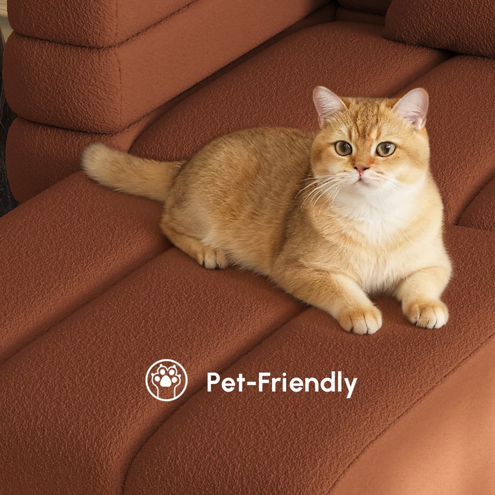 Aurora 2300mm Boucle 3-Seat Chaise Sofa with Ottomans window image