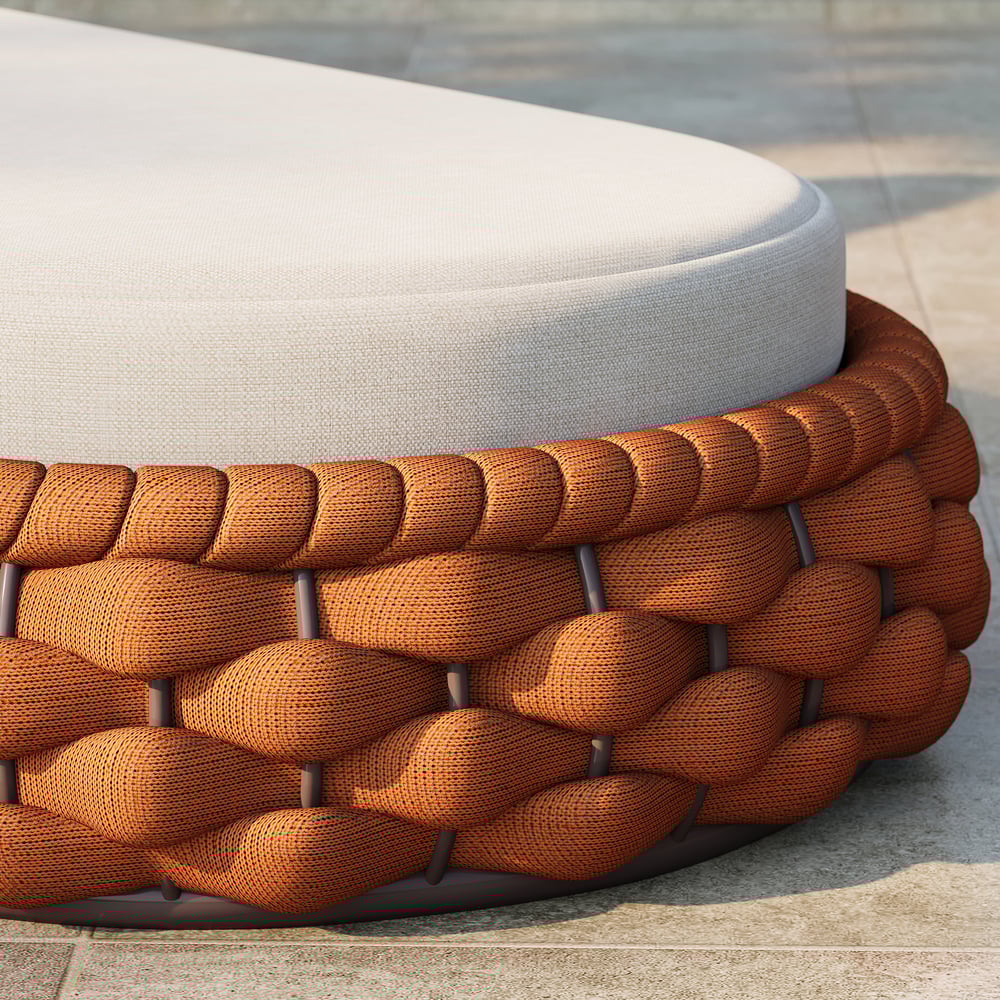 Tatta Woven Rope Outdoor Orange Adjustable Patio Chaise Lounge window image