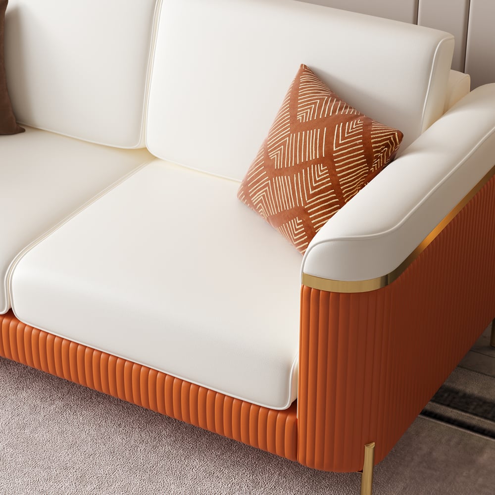 Vertex Modern Faux Leather 3-Piece Living Room Sofa Set window image