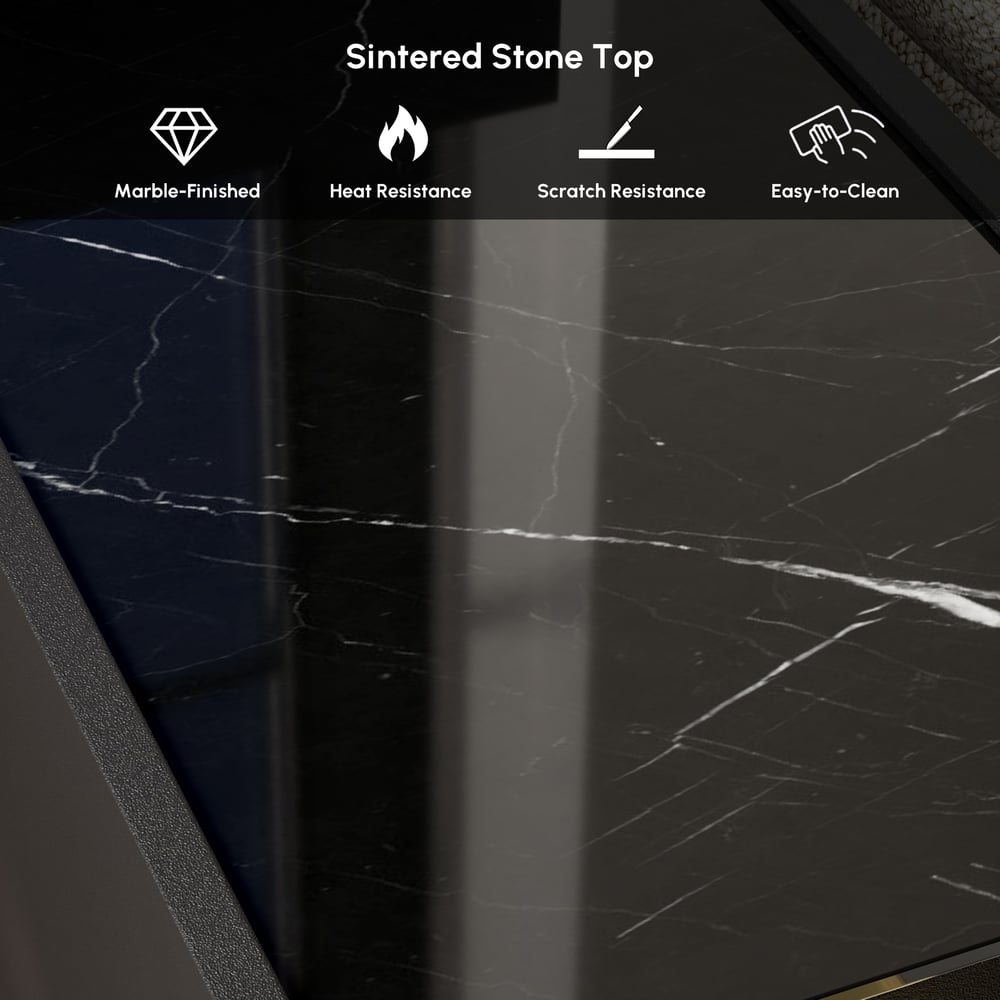 Sintered Stone Top Narrow Smart Side Table with Storage window image