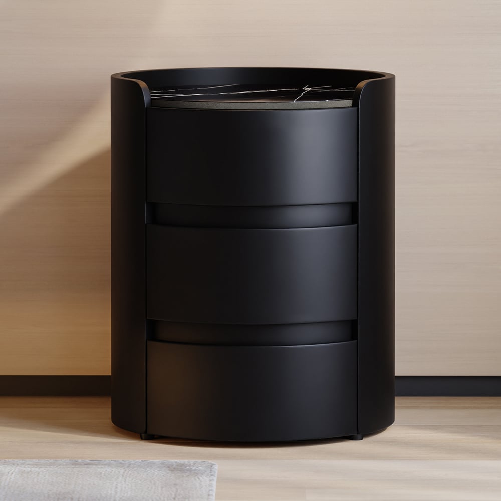 Tables de chevet blanches modernes avec 3 tiroirs en marbre et cuir image de fenêtre