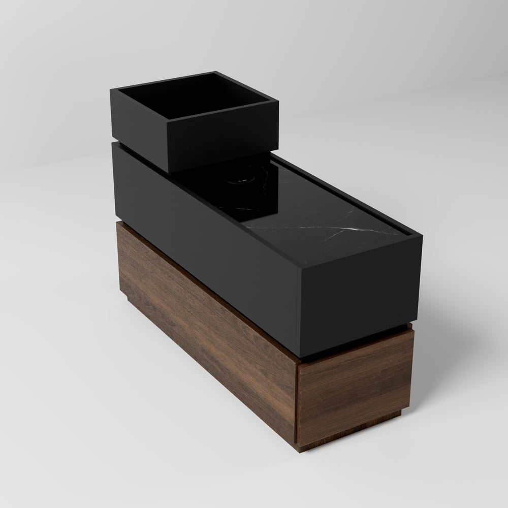 Sintered Stone Top Narrow Smart Side Table with Storage window image