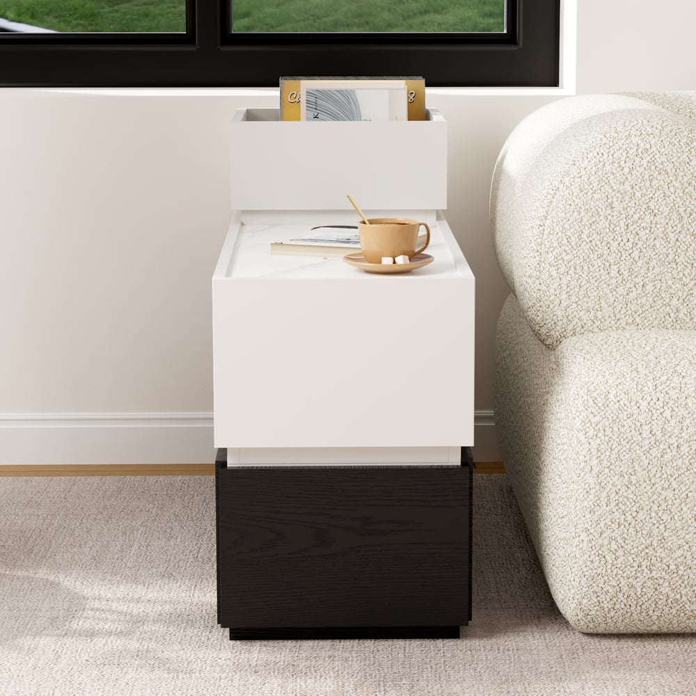 Sintered Stone Top Narrow Smart Side Table with Storage window image