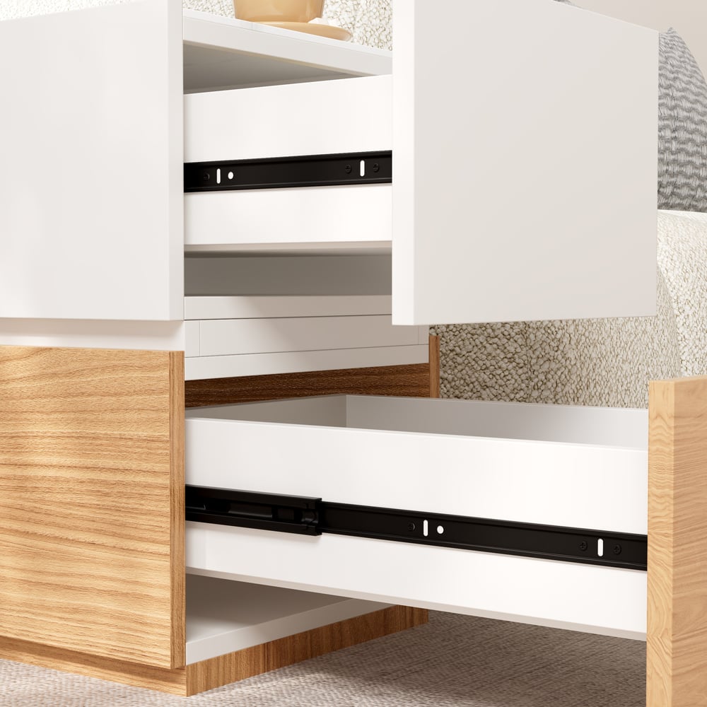 Table d'appoint intelligente étroite avec plateau en pierre frittée avec rangement image de fenêtre