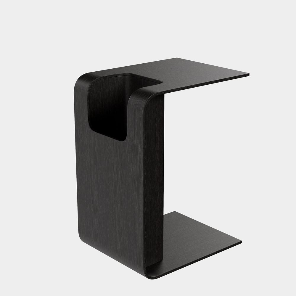 C-Shaped Black Convertible Wood Side Table with Storage window image