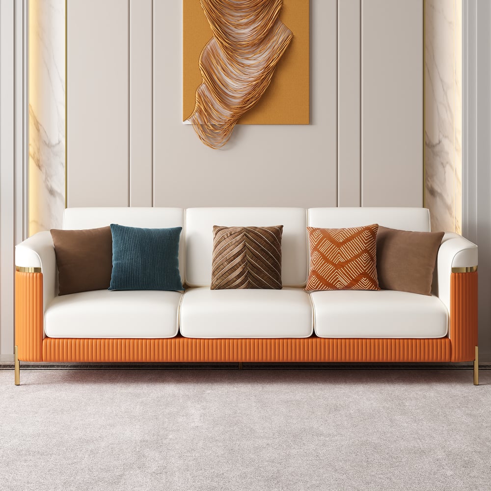 Vertex Modern Faux Leather 3-Piece Living Room Sofa Set window image