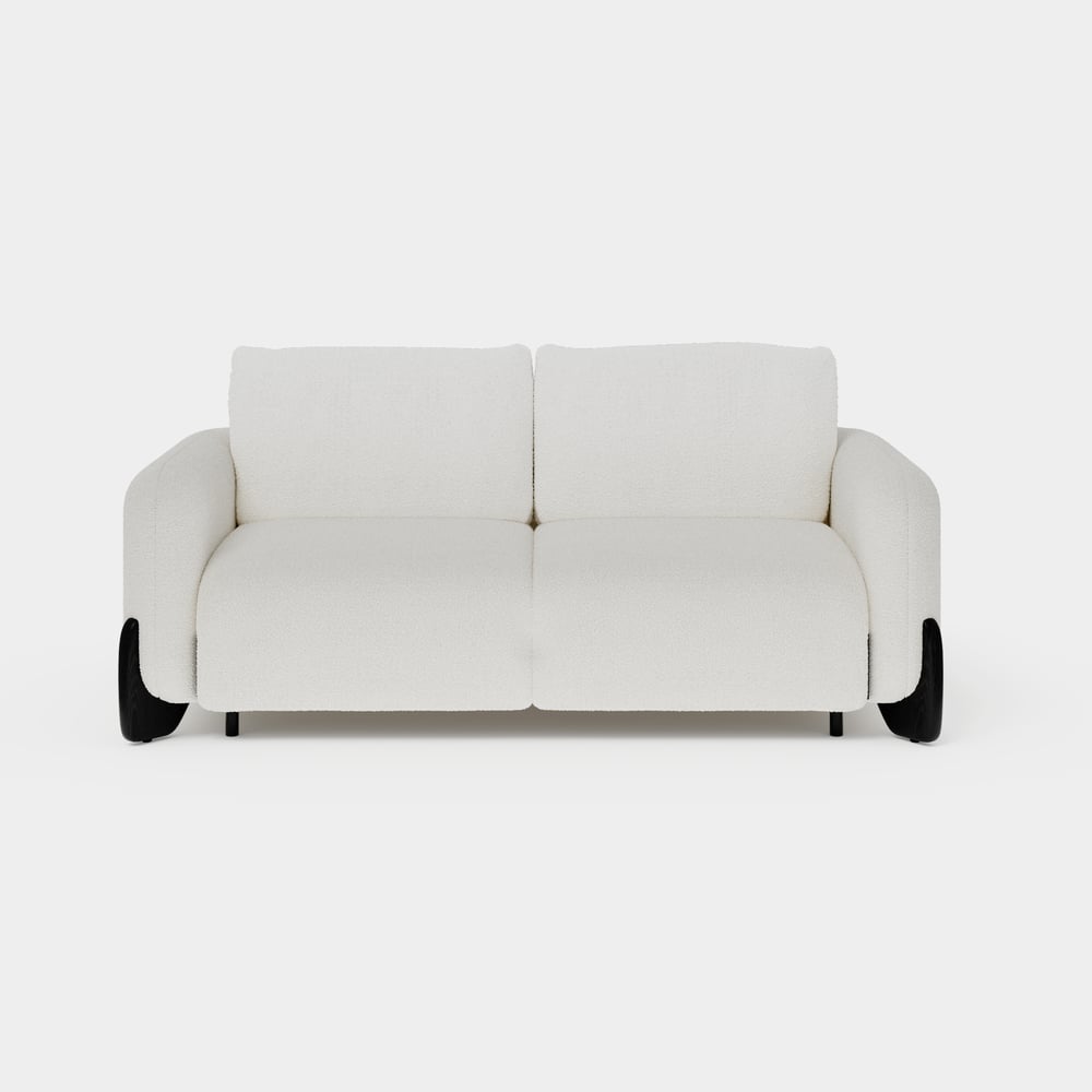 83" Curva Queen 3-Seater Boucle Pop Up Sleeper Sofa with Mattress window image