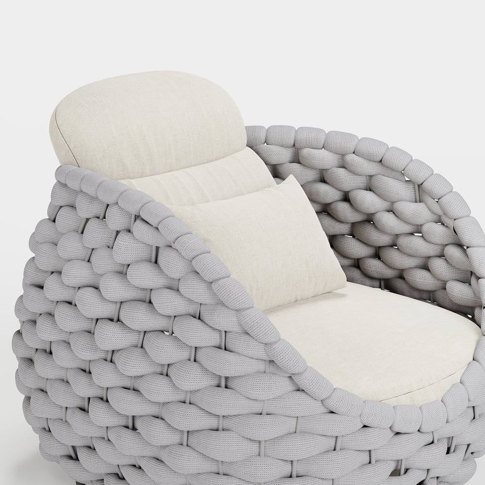 Tatta Outdoor Woven Rope Rotatable Swivel Base Chair window image