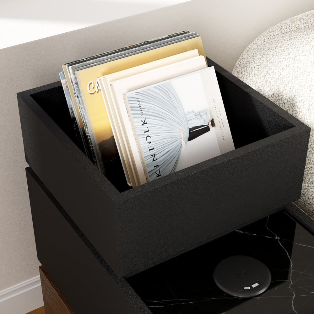 Sintered Stone Top Narrow Smart Side Table with Storage window image