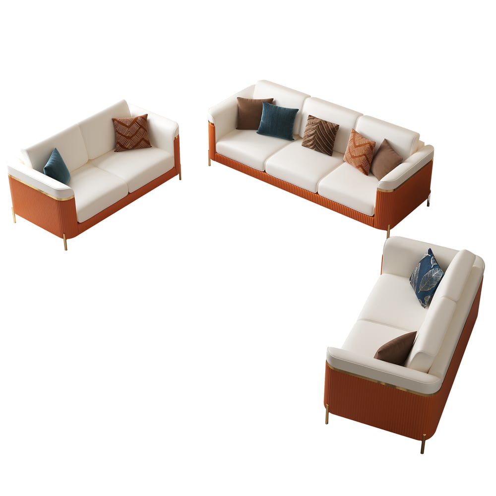 Vertex Modern Faux Leather 3-Piece Living Room Sofa Set window image