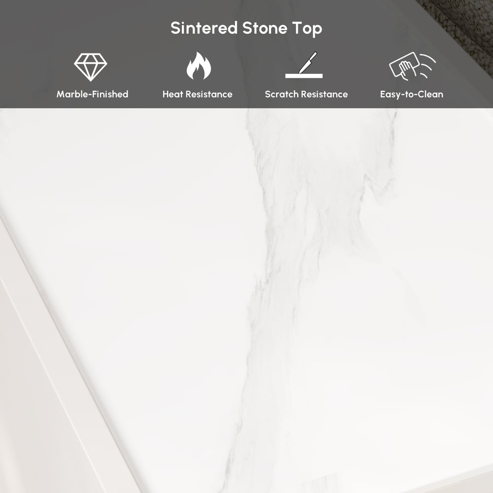 Sintered Stone Top Narrow Smart Side Table with Storage window image