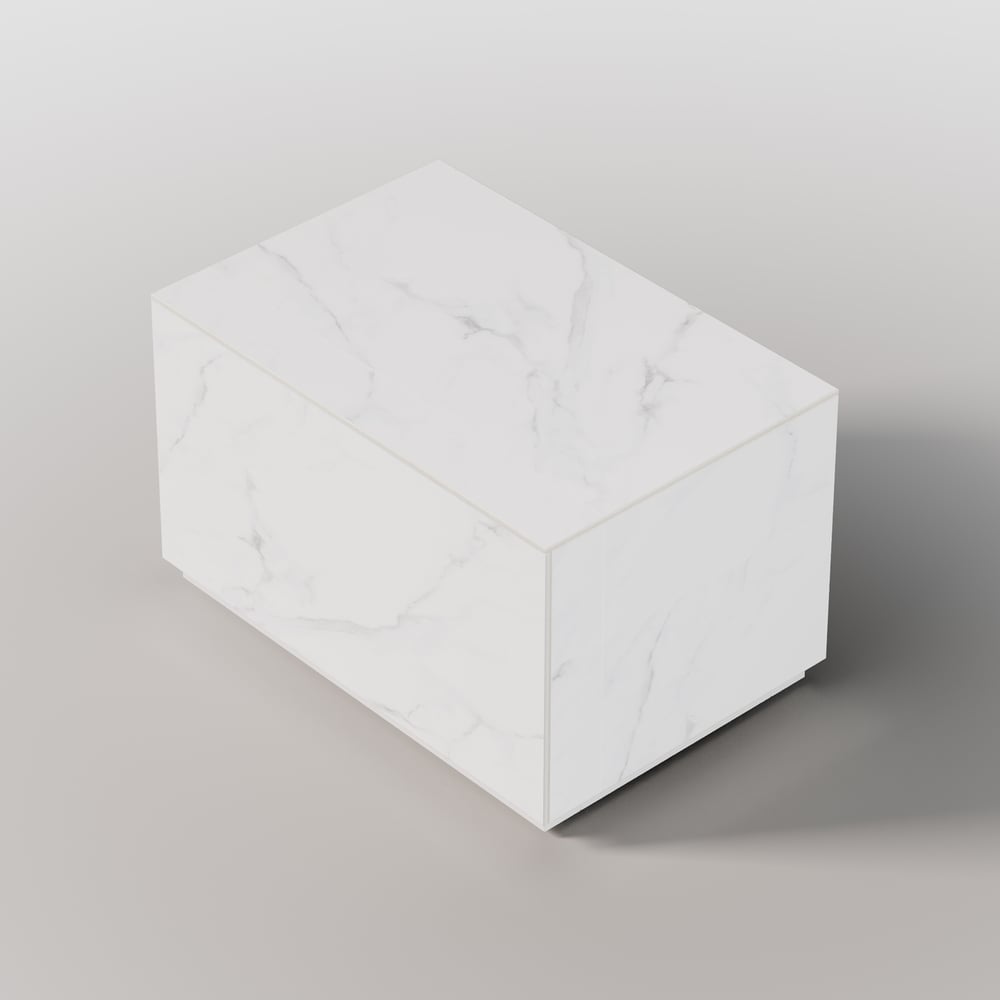 Mesita de noche de suelo de piedra sinterizada de 600 mm con cajón imagen de ventana