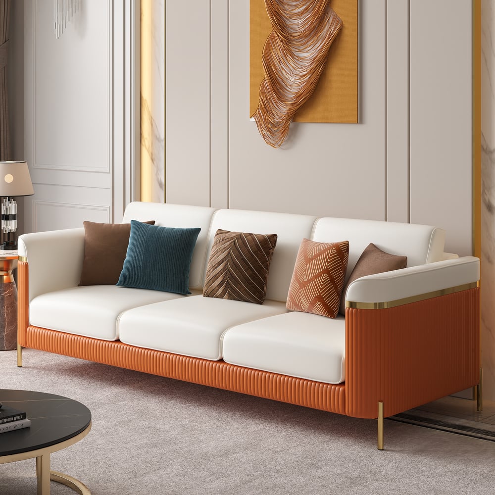 Vertex Modern Faux Leather 3-Piece Living Room Sofa Set window image