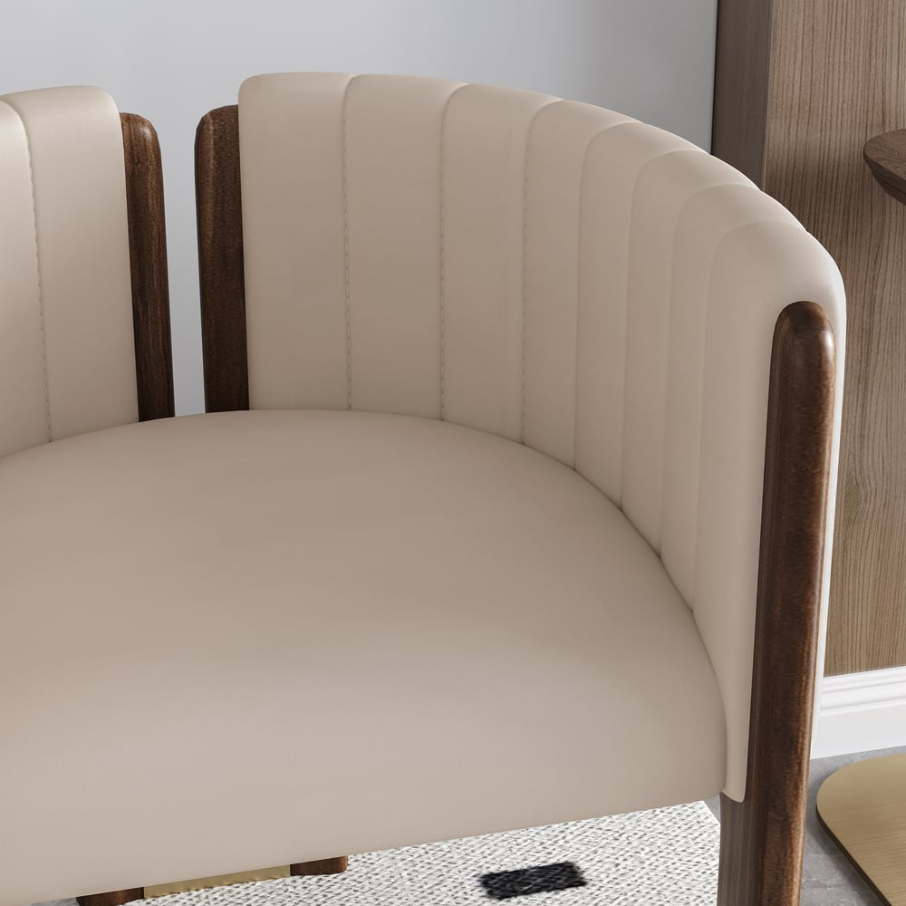 Faux Leather Fluted Upholstered Accent Chair with Wood Frame window image