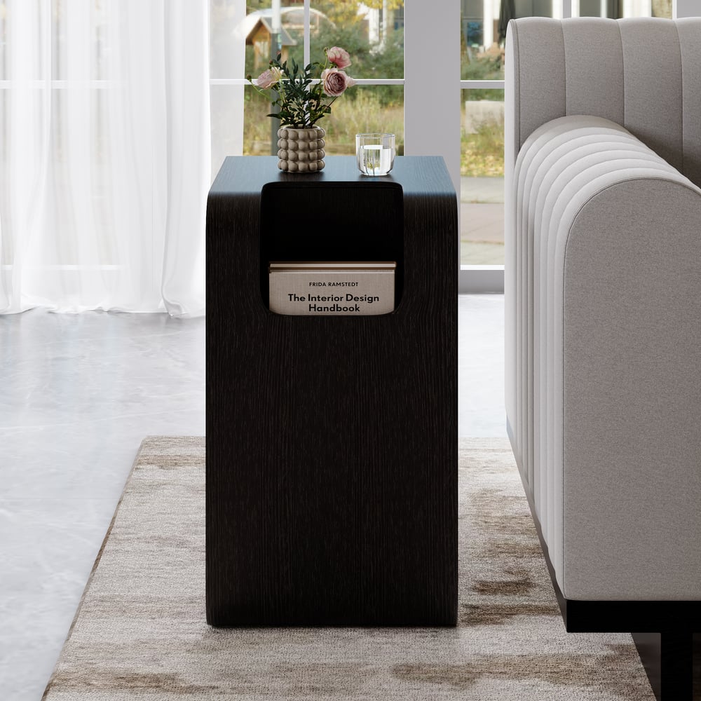 C-Shaped Black Convertible Wood Side Table with Storage window image