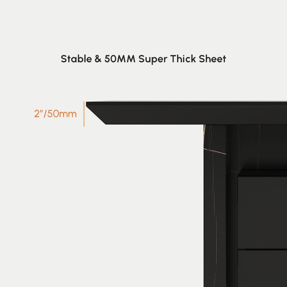 Modern Glossy Black Home Office Desk with Movable File Cabinet (1520mm) window image