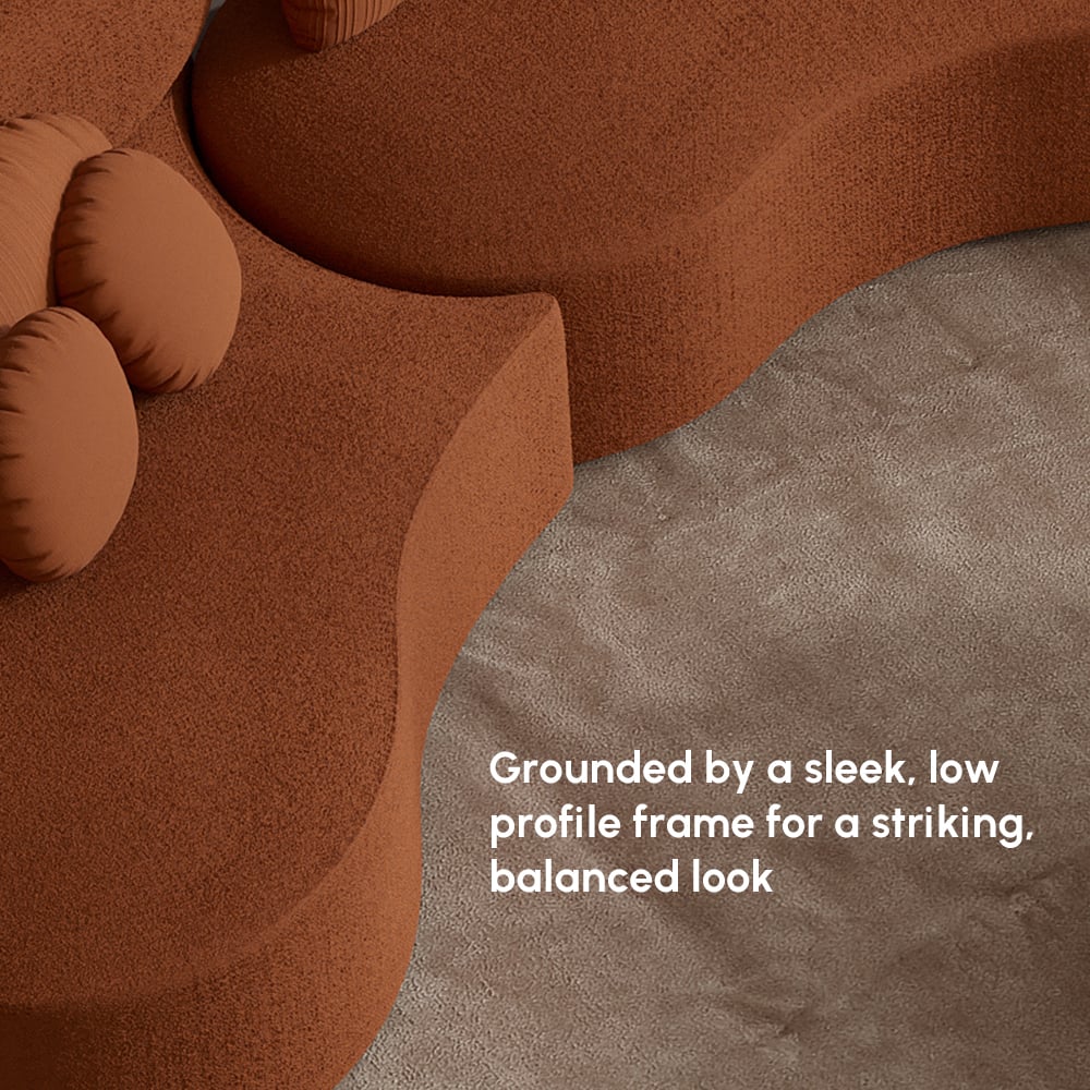 4-Piece Curved Boucle Sectional Sofa with Ottoman & Pillows window image