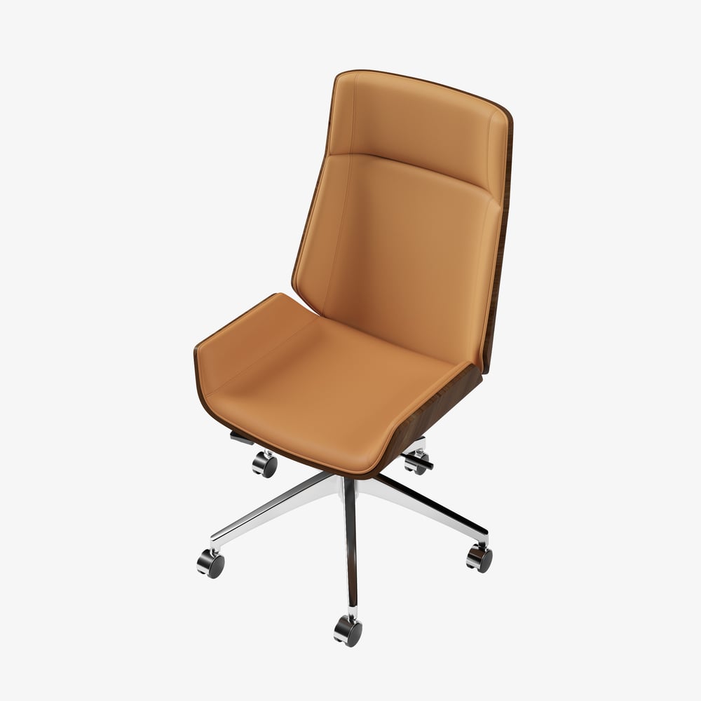 Brown Faux Leather Office Chair Desk Chair with Wheels & Adjustable Height window image