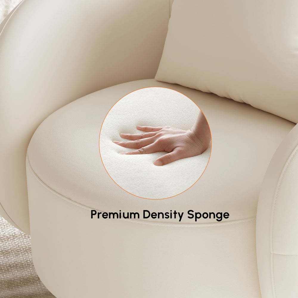 Suncurve Faux Leather 3-Seat Sofa Set with Swivel Accent Chairs Set of 2 window image