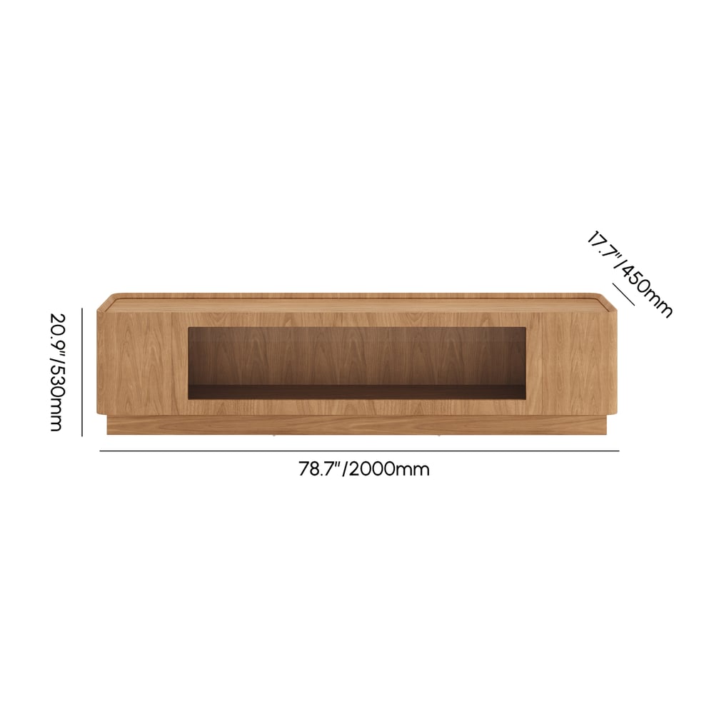 79" Natural Glass Door TV Stand with Storage and LED weights dimensions image