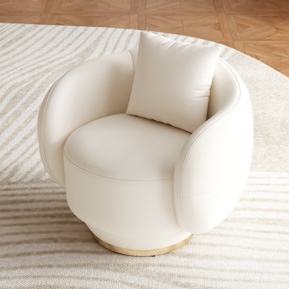 Suncurve Faux Leather Swivel Sloped Barrel Accent Chair window image