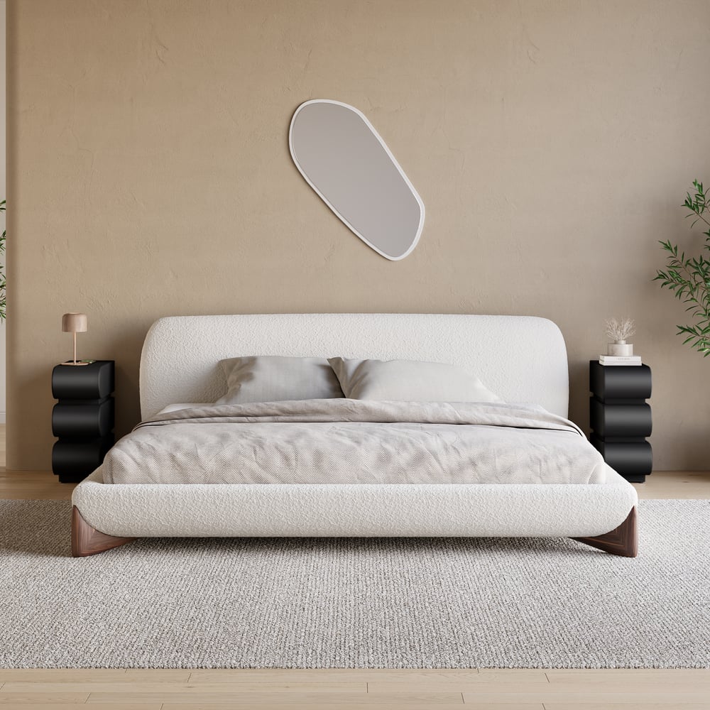 Wąska skórzana inteligentna szafka nocna z 3 szufladami obraz okna