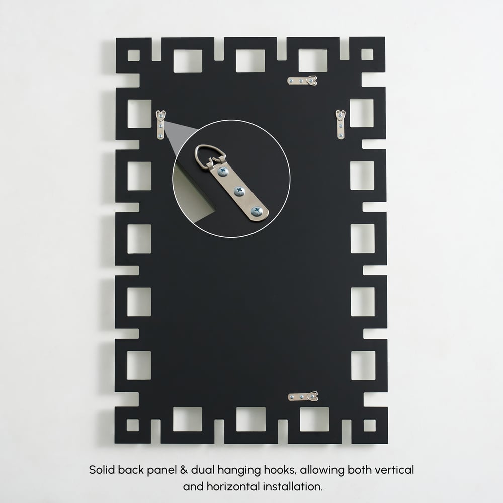 Rectangular 35" Decorative Wall Mirror with Geometric Beveled Frame window image