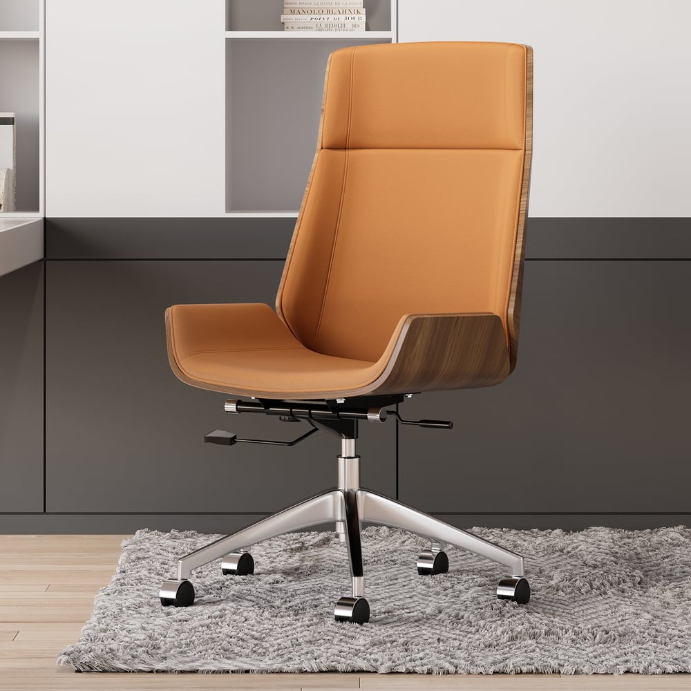 Customer Reviews for Brown Faux Leather Office Chair Desk Chair with Wheels & Adjustable Height