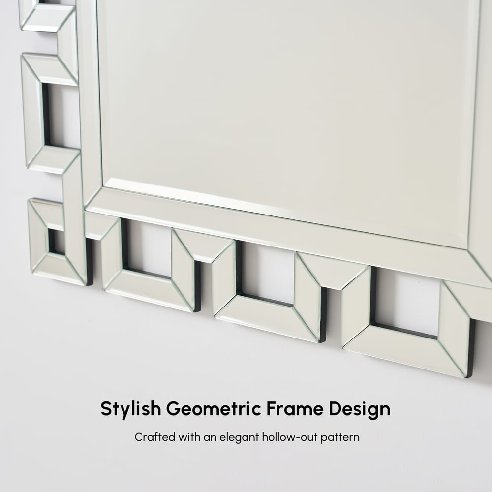 Rectangular 35" Decorative Wall Mirror with Geometric Beveled Frame window image