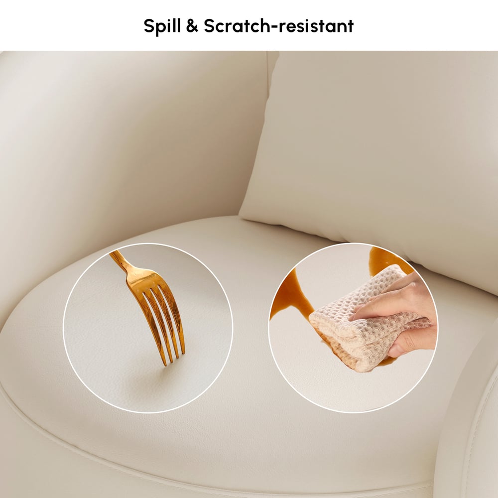 Suncurve Faux Leather 3-Seat Sofa Set with Swivel Accent Chairs Set of 2 window image