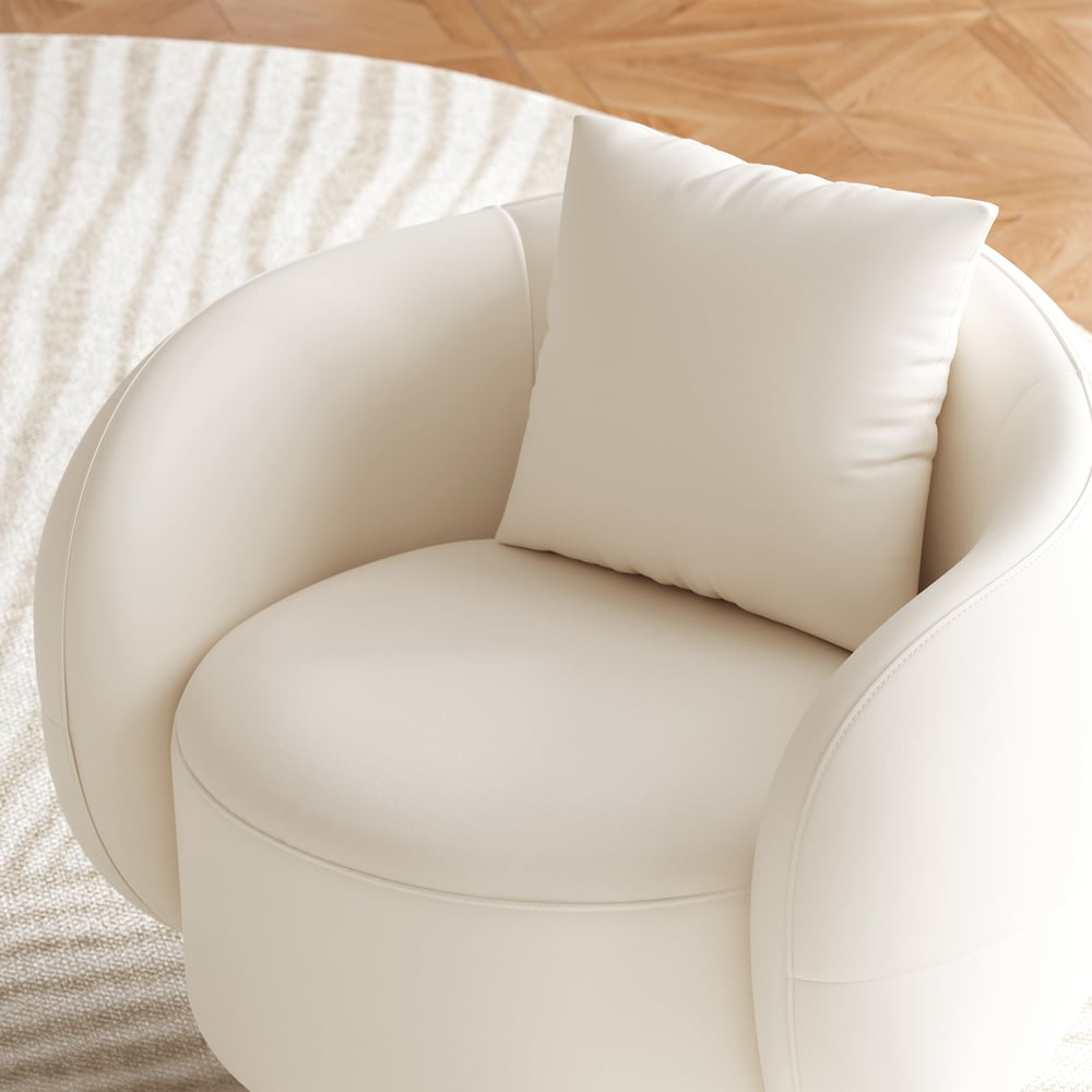 Suncurve Faux Leather 3-Seat Sofa Set with Swivel Accent Chairs Set of 2 window image