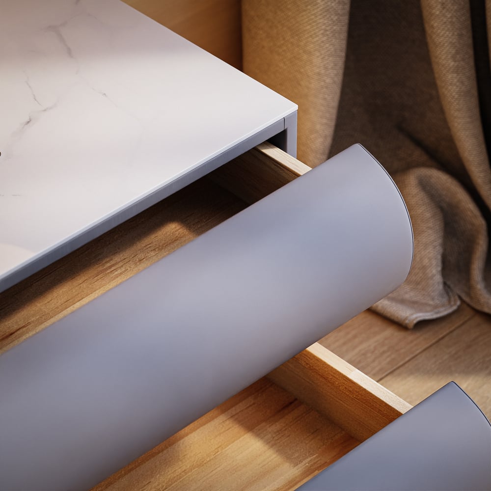 Humply Leather 2-Drawer Smart LED Nightstand Set of 2 window image