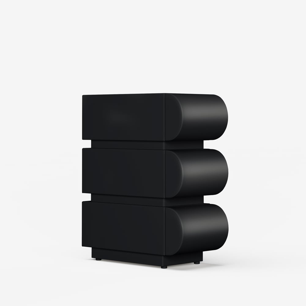 Wąska skórzana inteligentna szafka nocna z 3 szufladami obraz okna