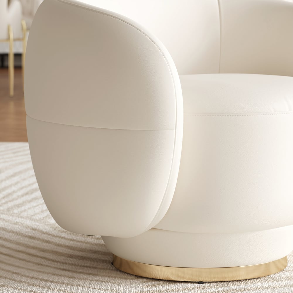 Suncurve Faux Leather Swivel Sloped Barrel Accent Chair window image