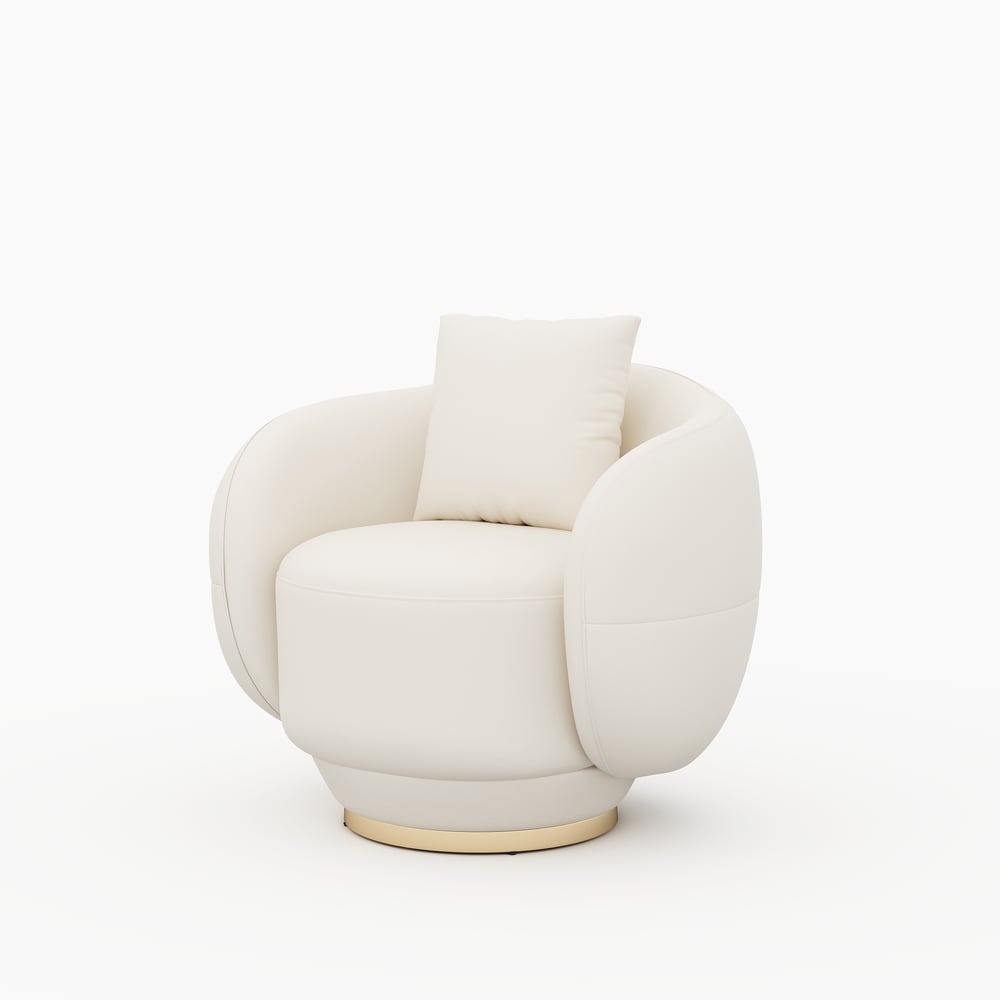 Suncurve Faux Leather 3-Seat Sofa Set with Swivel Accent Chairs Set of 2 window image