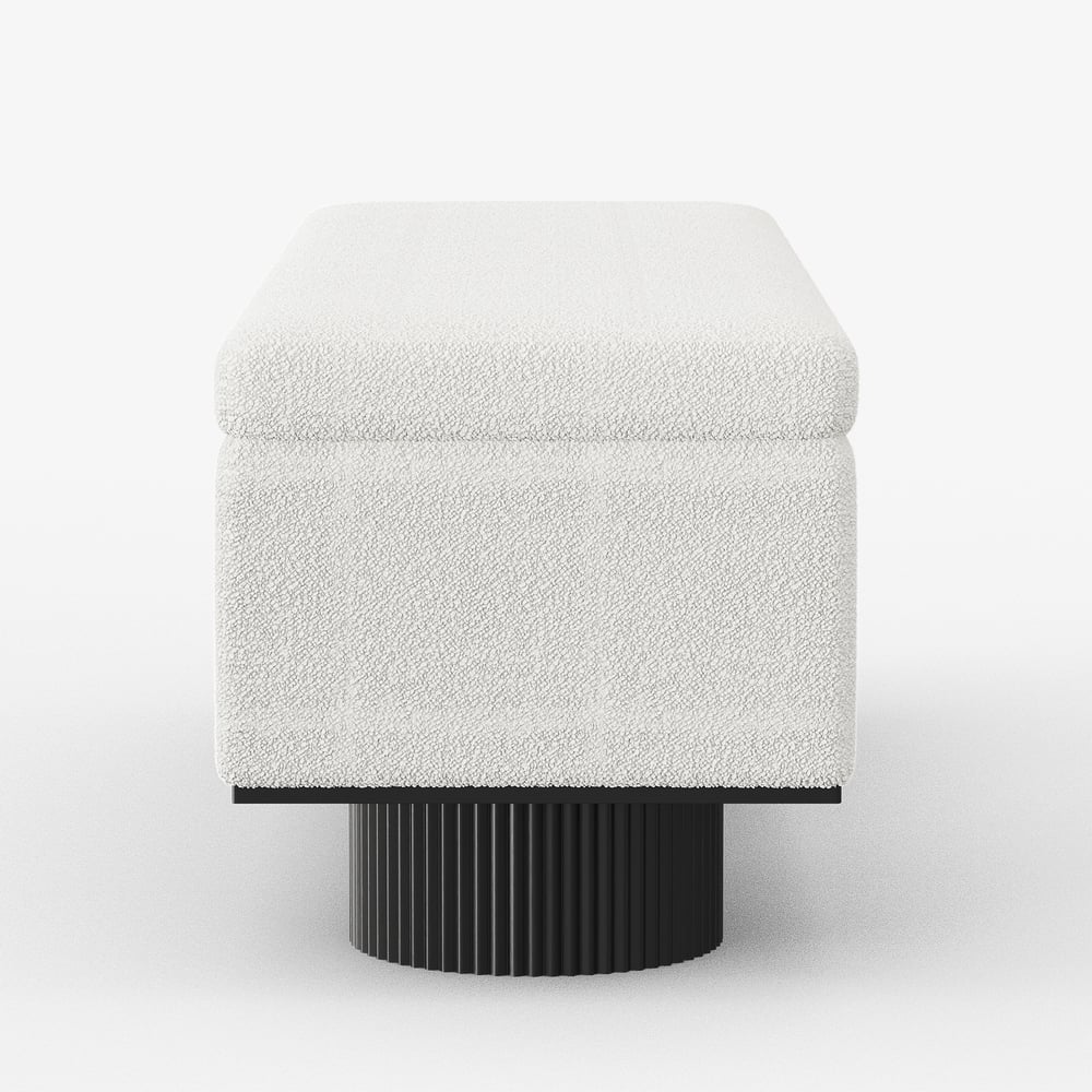 Banc de rangement en bois à rabat en fausse fourrure duveteuse en tissu Teddy image de fenêtre